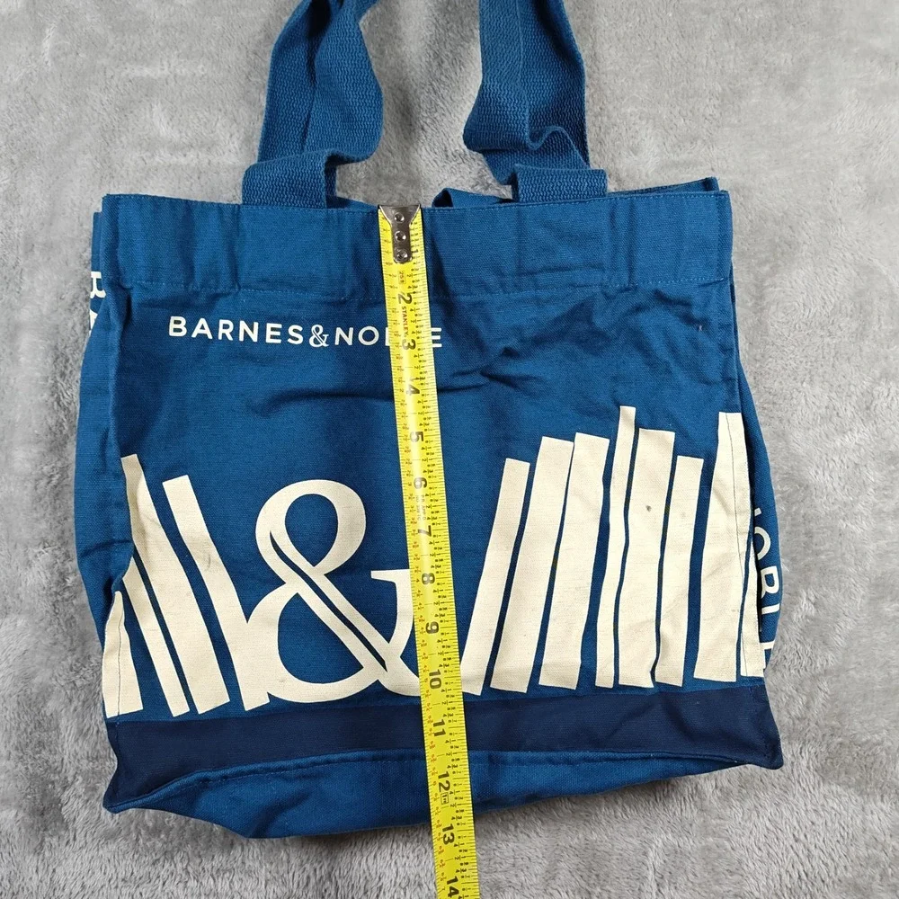 Barnes Noble Tote Bag Medium Blue Organic Cotton Book Print Library Fair Trade